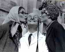Claire and me as old ladies for Benny hill chase sequence kissing Jackie Wright.